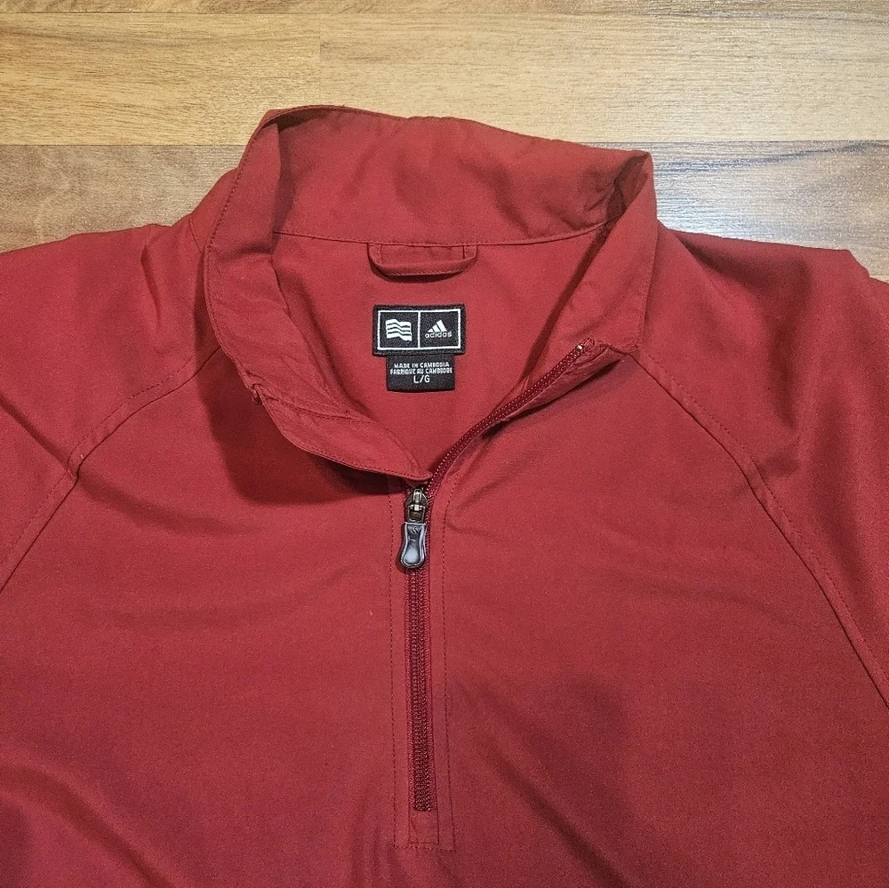 Adidas Climacool Performance Red Pullover Short Sleeve Large